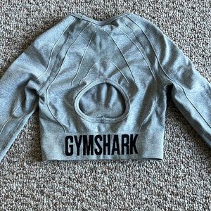 Gymshark Flex Sports Long Sleeve Crop Top in Light Grey Mark size Small